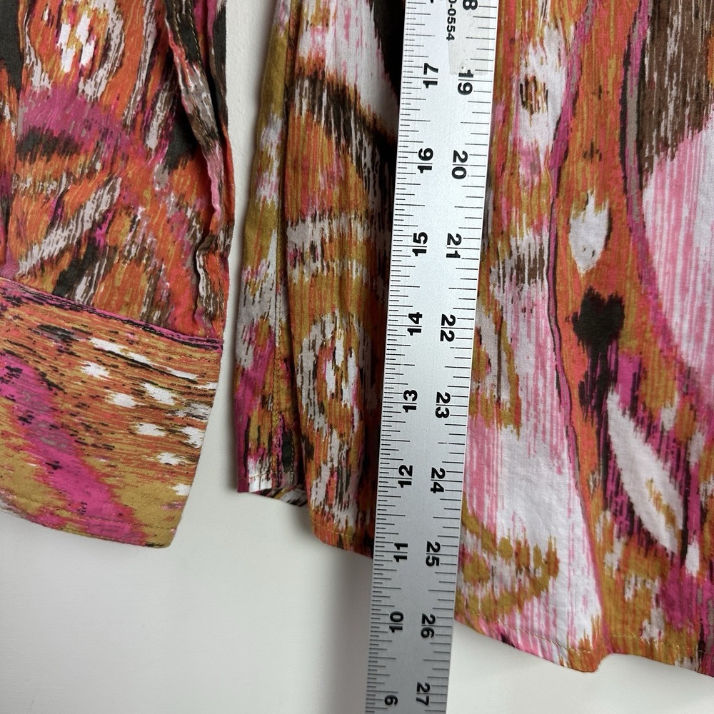 ARIAT Western Pearl Snap Shirt Womens Small Fitted Pink Colorful Abstract - Picture 9 of 10